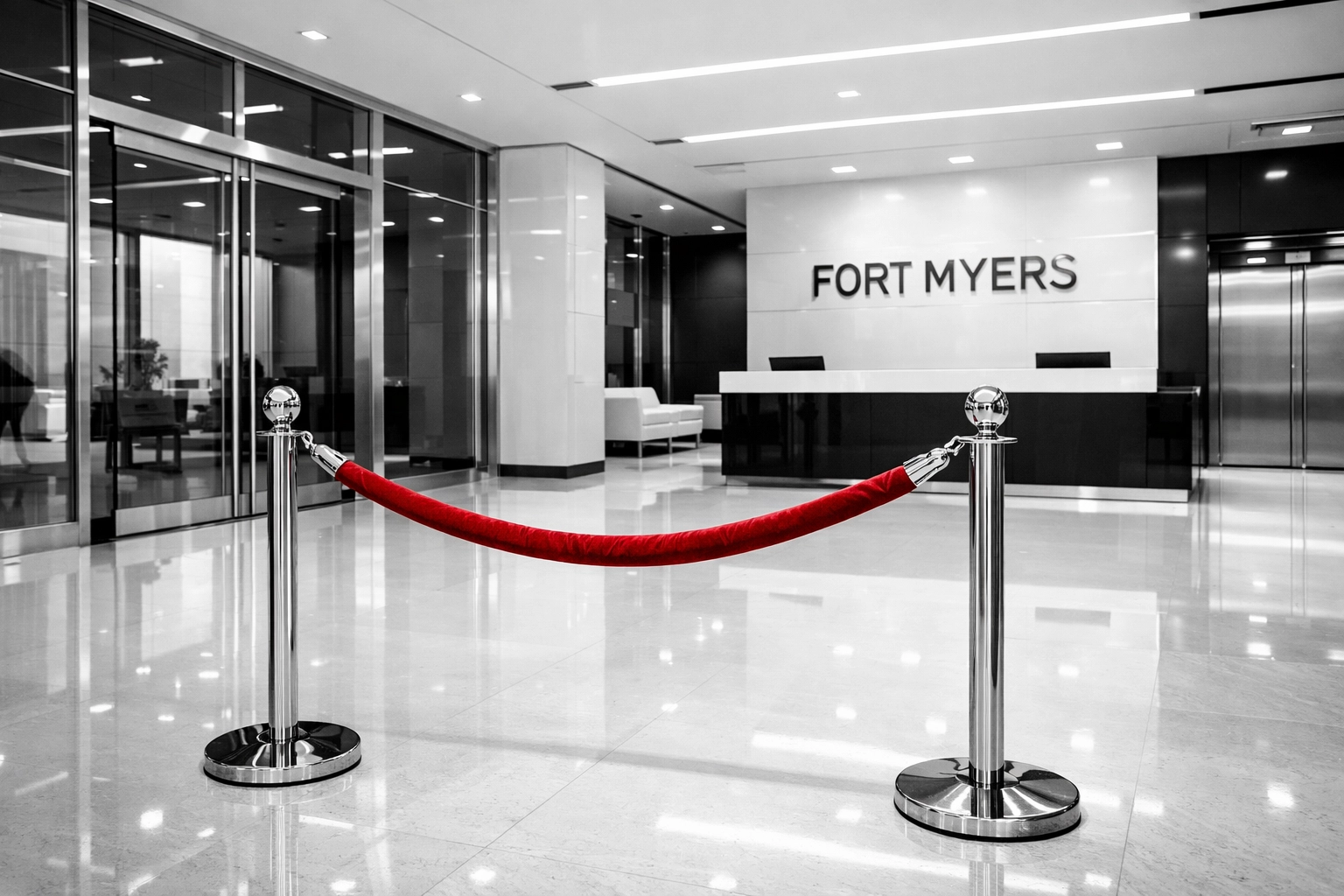 A clean, modern Fort Myers lobby representing high professional standards and insured janitorial services.