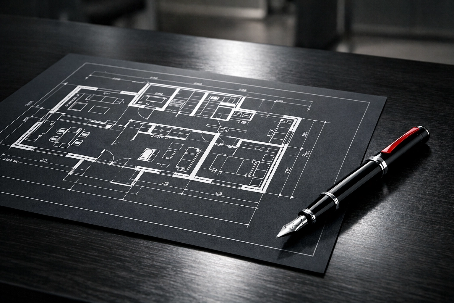 Professional floor plan blueprint illustrating a customized commercial cleaning plan for a Sarasota office space.